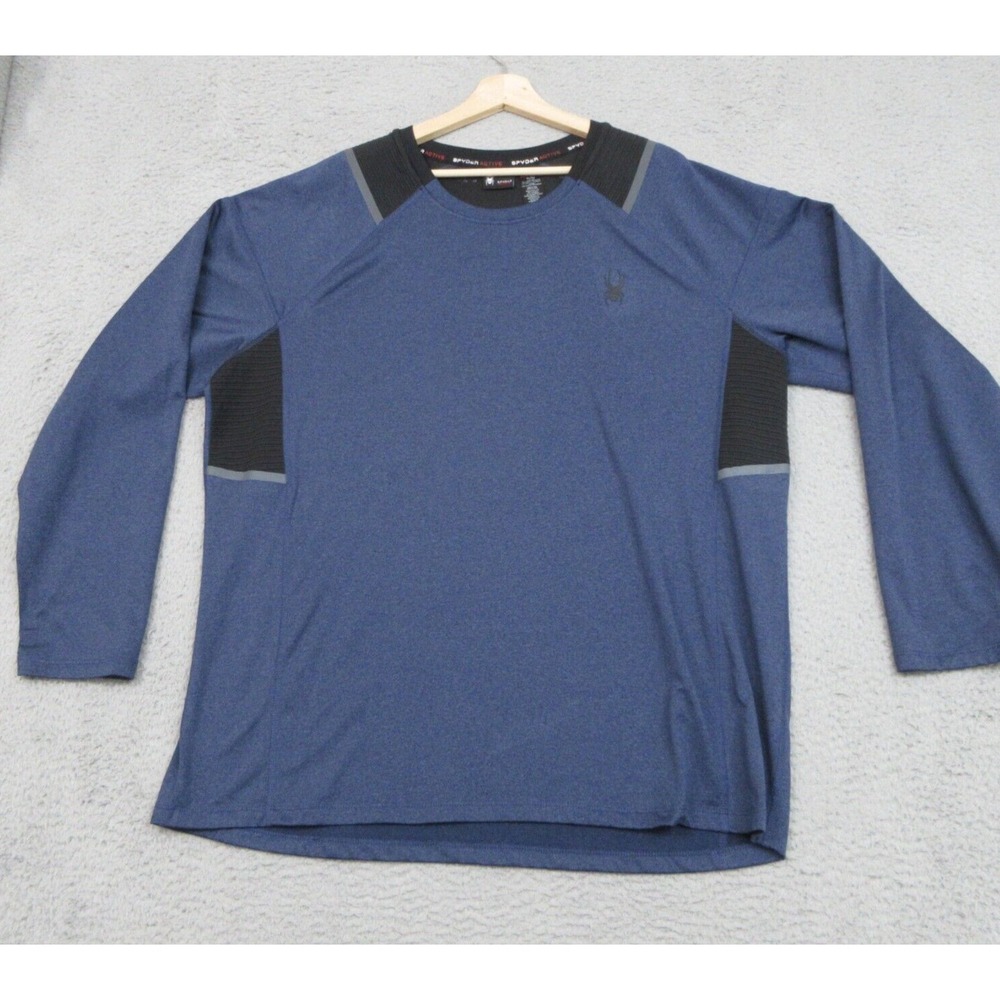 Spyder Sweatshirt Sweater Men XL Blue Black Pullover Athletic Outdoor Performanc